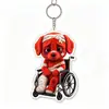 Adorno Colgante de Dedo Medio Maligno, Llavero Acrílico de Perro Rojo Pequeño Herido, Colgante Divertido para Mochilas de Estudiantes