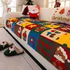Nova almofada de sofá estilo Natal em flanela, adequada para todas as estações, capa de sofá antiderrapante, totalmente fechada e personalizável