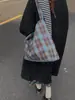 Nova Bolsa de Ombro Xadrez Feminina Grande Capacidade Bolsa de Lona Preguiçosa Dupla Utilização Bolsa de Trabalho para o Dia a Dia Mochila de Aula para Estudantes Transfronteiriça