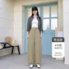 Pantalones de traje de mujer de alta gama a la moda con botones ocultos, nuevos estilos de primavera y otoño, adelgazantes, fluidos, de cintura alta, corte holgado, versión estrecha, pantalones de pierna ancha
