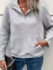 2025 Nova Moletom de Manga Longa Liso com Botões e Gola Lapela para Primavera e Outono, Moda Casual Versátil para Mulheres