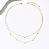 Collar de Moda Layered con Forma de Corazón con Incrustaciones de Circonia Bicolor sobre Acero de Titanio, Presentando un Diseño Único y Sofisticado para la Clavícula