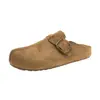 Nuevas sandalias de verano estilo Birkenstock de suela gruesa que aumentan la altura, diseño de chancla con tira entre los dedos, colección otoño 2026, estilo mule de punta cerrada para mujer