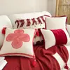 Cojín Festivo para Cabecera de Boda Estilo Chino Nuevo, Cojín Decorativo para Sofá Año del Caballo, Funda de Cojín para Ventana Abuhardillada Roja