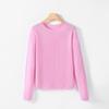 26 Nuevo Estilo de Principios de Otoño Seda de Morera Cachemira Puyuan Alta Gama Minimalista Camiseta Básica Cuello Redondo Color Sólido Estilo Coreano Dopamina