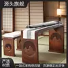 Mesa y Taburete Guqin Estilo Chino, Mesa Piano de Resonancia, Mesa y Taburete Guzheng Madera Maciza Estilo Antiguo, Mesa para Escribir Escrituras, Escritorio de Estudio Tradicional Chino Inspirado en el Zen
