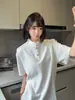 Camiseta de Manga Corta con Cuello Henry Estilo Old Money para Hombres y Mujeres, Top Casual Holgado de Verano de Alta Gama Estilo Perezoso