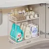 Prateleira de armazenamento economizadora de espaço sob a pia, suporte de panelas de cozinha multicamadas, prateleira de armazenamento multifuncional para dentro de armários de cozinha