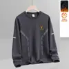Sudadera con forro polar para hombre, estilo otoño e invierno, cuello redondo sin capucha, manga larga, top casual versátil holgado, ropa de hombre