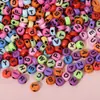 4X7 Cuentas de Letras Inglesas Coloridas Mixtas Cuentas Luminosas Redondas Planas Material para Pulseras Hechas a Mano DIY Accesorios de Cuentas Sueltas