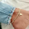 Amazon Transfronterizo Nuevo Colgante de 26 Letras Cuadrado Marca Corazón Adornos para Pies Cadena de Acero Inoxidable Tobillera Joyería de Estilo Simple