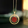Pingente concêntrico de Redstone espesso e antigo de ouro vermelho do sul, clássico, elegante, requintado, pequeno e simples