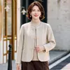 Nuevo Abrigo de Lana Corto con Cuello Redondo Estilo Chino Otoño/Invierno 2026 para Mujer, Moda Elegante Adelgazante de Doble Cara para Madres de mediana edad