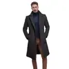Nuevo Abrigo de Lana de Color Sólido de Longitud Media para Hombre Transfronterizo, Gabardina Cálida Estilo Coreano para Jóvenes Venta al por Mayor