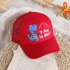 Lindo sombrero de malla transpirable para niños con dibujos animados de letras y dinosaurios, gorra con visera casual para viajes de verano para bebés
