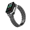 Adecuado para Correa de Reloj Huami Band7, Pulsera de Acero Inoxidable Sólido de Tres Eslabones, Correa de Reloj Metálica Amazfit Band7