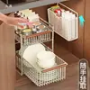 Estante de Almacenamiento para Fregadero de Cocina Cajón Extraíble para Especias Plato Cesta Deslizante Estante de Almacenamiento Multifuncional Capas Generales del Gabinete