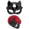 Máscara Cosplay SM Sexy Casal Provocando Plug Anal de Metal Cauda Escrava Feminina Ensinada Punição Suprimentos para Adultos