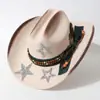 Sombrero Negro de Fieltro para Chica Picante con Tachuelas de Estrella, Sombrero Vaquero Occidental con Adornos de Estrella Plateada con Purpurina, Plumas con Cuentas, Sombrero Estilo Retro Dulce y Genial