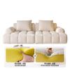Sofá Puff de Malvavisco Estilo Crema para Sala de Estar en Casa, Apartamento Pequeño, Combinación de Fila Recta de Tela Simple Moderna de Tres Plazas