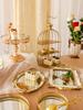Exhibidor Europeo Dorado para Mesa de Postres, Bandeja para Pastel de Boda, Decoración, Soporte para Snacks de Té de la Tarde, Mesa para Comida Fría y Hora del Té