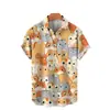 Camisa hawaiana de manga corta con estampado digital 3D de oso de dibujos animados para hombre, estilo verano 2023, estilo transfronterizo