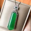 Huabi joyería nuevo colgante de tarjeta de la nada verde esmeralda collar de marca segura aprox. 2*6cm colgante de jade con temperamento colgante