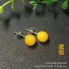 Pendientes de joyería de plata de ley S925 con ámbar natural de segunda generación y cera de abeja, pendientes de cera de abeja plateada, venta directa de fábrica