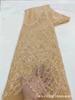 Vestido Bordado con Lentejuelas de Perlas de Industria Pesada Europea y Americana Vestido de Boda Encaje Tela Falda Nupcial Africana Weddingmn1739