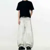 Jeans Retro Americano de Nicho Blanco Sucio Scimitar Banana Marca de Tendencia para Hombre de Pierna Ancha Holgados Lavados Desgastados