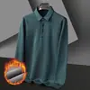 Camisa Polo Gruesa Forrada de Vellón Catiónico Otoño e Invierno para Hombre Casual de Negocios Cálida Amigable con la Piel Cuello Camisero Camiseta Base
