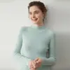 Suéter de Cachemira a Rayas de Cuello Medio Alto para Mujer, Otoño e Invierno, Ajustado, Capa Base, Agradable al Tacto, Cómodo, Tejido Ajustado, Tejido