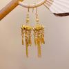 Pendientes de metal estilo retro francés con diamantes, perlas y flores, pendientes de temperamento barroco, pendientes ligeros de lujo al por mayor