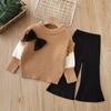 Conjunto de Suéter para Niña Conjunto de Dos Piezas Tejido Nuevo Estilo Otoño e Invierno 2022 Conjunto de Sudadera con Cuello Redondo y Chaqueta para Bebé