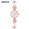 Reloj Pulsera de Perlas Mokago Gama Alta Lujo Ligero Mariposa Fritillaria Aleación Reloj para Mujer Resistente al Agua Correa de Cobre Reloj de Cuarzo