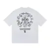 Nova Coleção Primavera/Verão 2025 260g Transfronteiriça Camiseta de Manga Curta com Estampa de Ferradura Cruzada Unissex Atacado