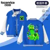 Jaqueta baseball Creeper do Minecraft para crianças, meninos e meninas, para primavera e outono, roupa casual esportiva escolar, top durável e moderno