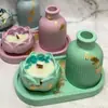 Molde Redondo Rayado para Jarrón de Resina Epoxi Caja de Almacenamiento de Loto Bandeja Ovalada Molde de Silicona para Pastel
