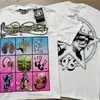 26Ss Nueva Moda de Verano Estilo High Street Camiseta Holgada de Manga Corta Lavada y Desgastada con Estampado