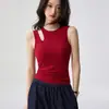 Camisole com Bojos Fixos em Formato de Taça, Design de Alça Vazada, Corte Justo, Versátil, Peça de Roupa para o Verão para Mulheres