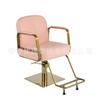 Sillón de Barbero Dorado, Silla de Peluquería de Salón, Silla de Corte de Cabello de Acero Inoxidable, Silla Metálica Ajustable para Barbería con Elevación y Rotación