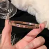 Pulseira de Aço Titânio Ouro Rosé Pulseira Feminina de Alto Padrão Luxo Leve Nicho Pulseira de Zircônia Pulseira de Anel Liso Joia de Sub-mão