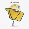 Sombrero de Pescador de Malla con Bloques de Color Estilo Montaña para Mujer, Sombrero de Verano de Secado Rápido Transpirable con Protección Solar, Sombrero Integrado Protector de Cuello para Senderismo y Trekking