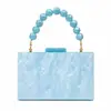 Bolsa de Noite Feminina Nova e Elegante em Acrílico Perolado de Comércio Exterior com Pulseira de Contas Portátil Bolsa para Vestido de Casamento