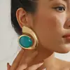 Verão Moda Europeia e Americana Brincos Exagerados Trendy Joias Design Único Personalizado Turquesa Novos Brincos Tendência de Brincos