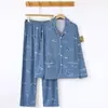 Pijama Estilo Novo 2026, Algodão Puro Primavera e Outono, Pode Ser Usado Fora, Cardigan Oversized de Manga Longa de Alta Qualidade, Conjunto 100% Algodão