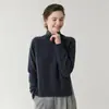 Suéter de Cachemira Nuevo Otoño e Invierno para Mujer Hombro Raglán Cuello Alto Engrosado Casual Versátil Tejido Holgado Suéter Base