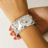 Pulsera Transfronteriza Europea y Americana de Joyería Punk Metal Forma de V Ranurada Cara de Cáñamo Personalidad Hip-hop Apertura Irregular Pieza de Mano