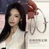 Super Brilhante! Brincos Grandes em Argola Cruzada Estilo Retrô de Hong Kong Argolas Lisas da Moda Argolas Pequenas para Afinar o Rosto Brincos de Tarraxa para Mulheres