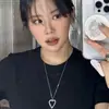 Collar de Corazón de Bambú Coreano Sin Etiqueta Estilo Minimalista Simple Cadena Larga para Suéter de Corazón Hueco de Nicho